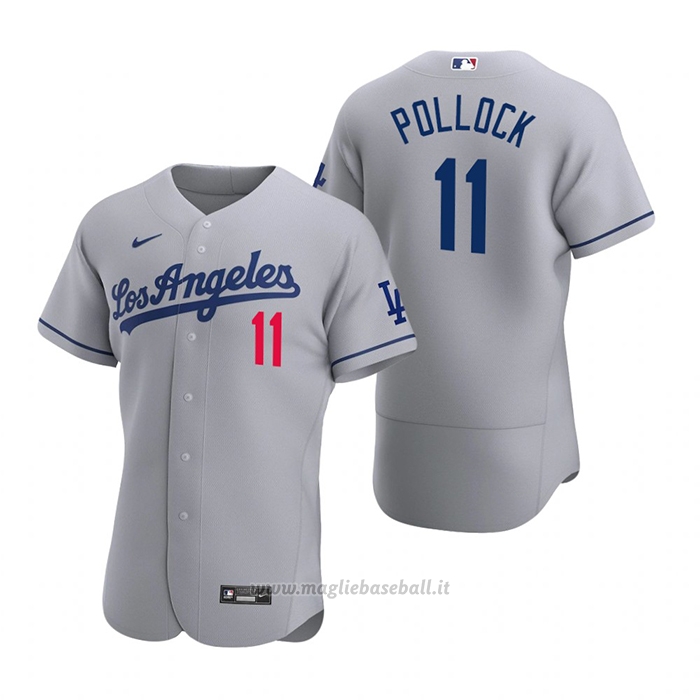 Maglia Baseball Uomo Los Angeles Dodgers A.j. Pollock Autentico 2020 Road Grigio